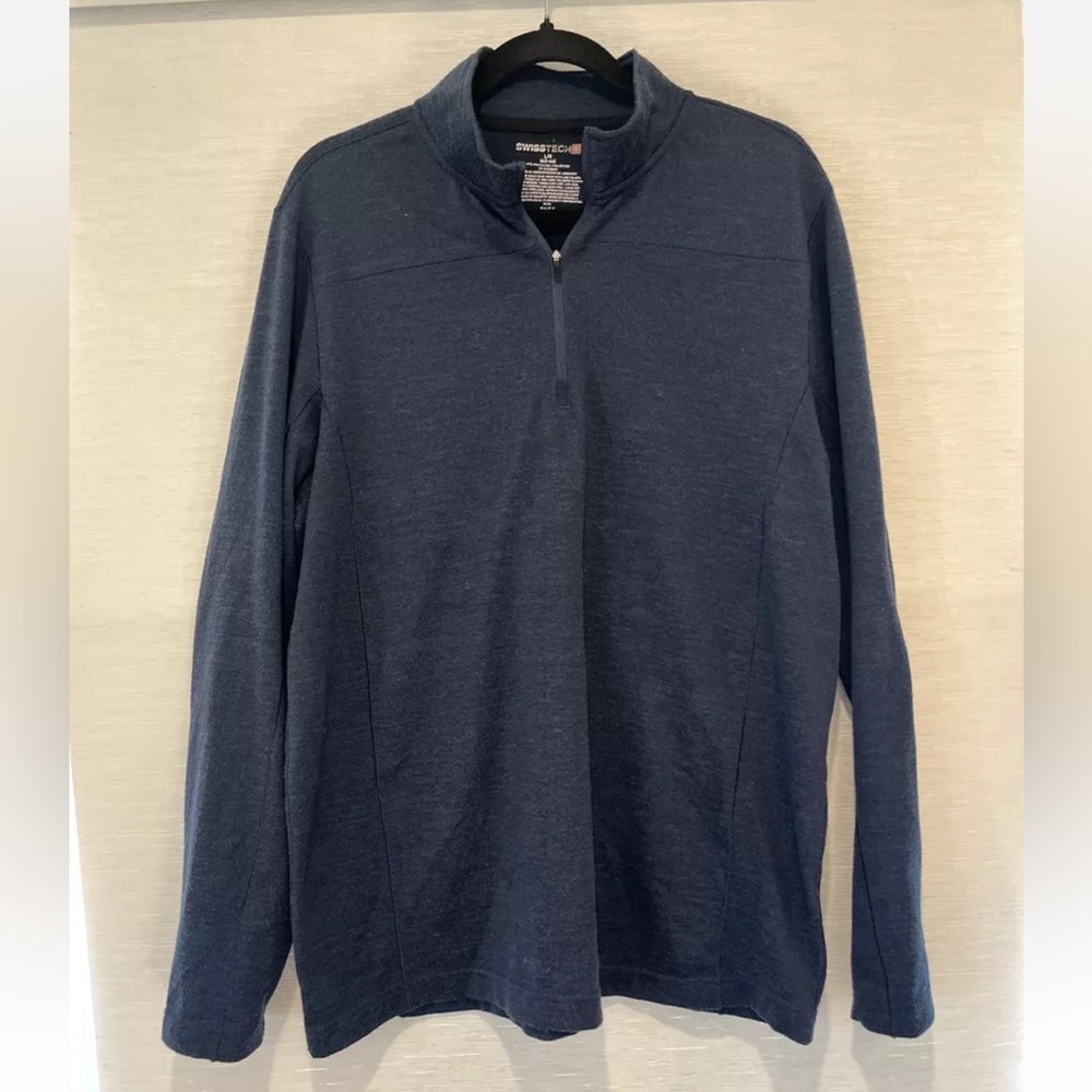 Swiss Tech Quarter Zip Lightweight SWEATER Pullover L 42-44 Blue